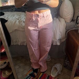 Black Denim Pink Straight Leg Jeans Size 27